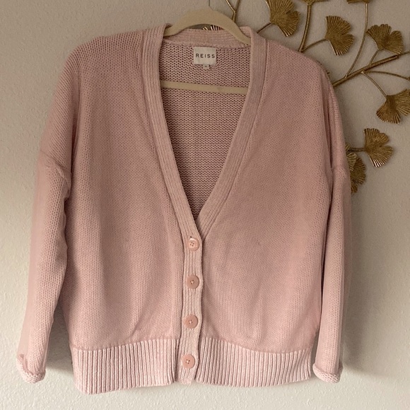 Final price🔥Rare Reiss Quinie Mesh Overlay Oversized Cardigan Sweater , XS/S - Picture 3 of 10